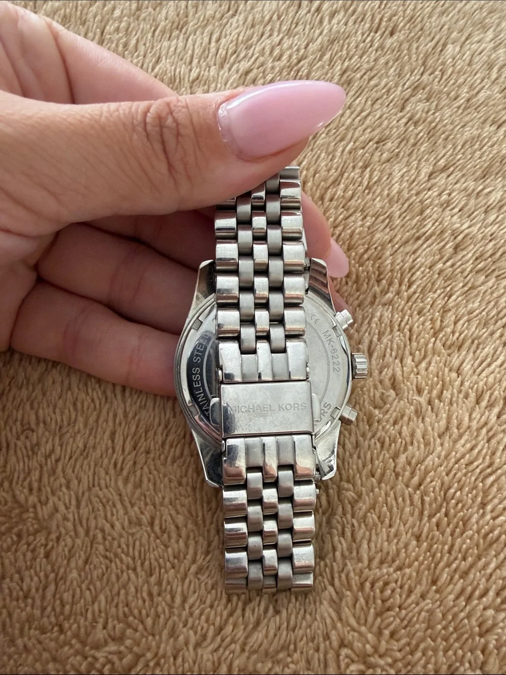 Michael Kors Silver-Tone Chronograph Watch with Dark Dial